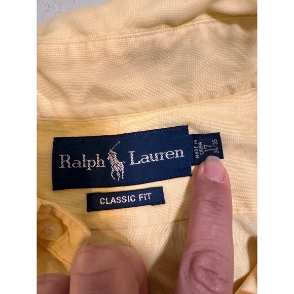 Ralph Lauren Classic Fit Oxford Shirts Men's 17 34/35 Lot of 2 Blue Yellow‎ - Picture 5 of 9